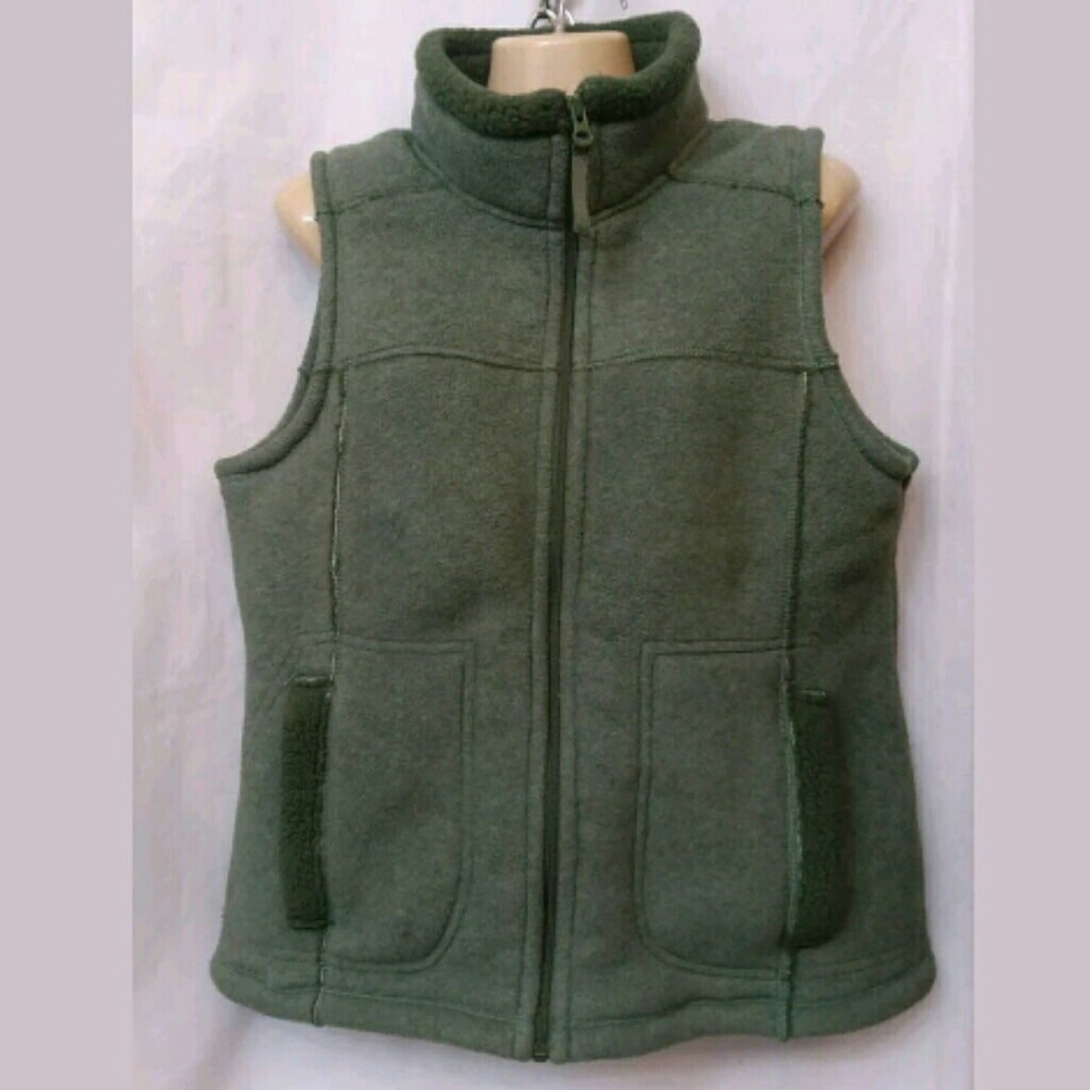Frost Womens Large Vest Green Zippered Sherpa Lining